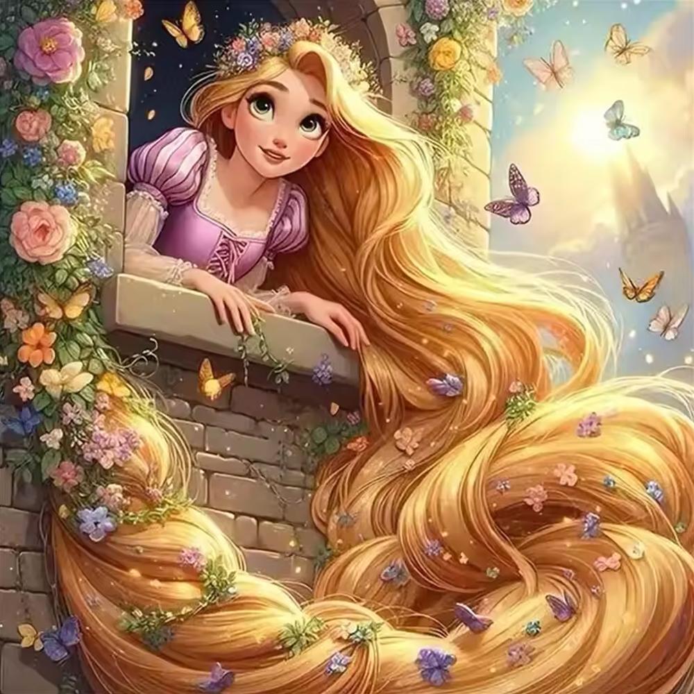 

Disney Full Square Round Diamond Mosaic Rapunzel Princess Painting Cartoon Character Craft Kit Embroidery Holiday Gifts Round 20x20cm
