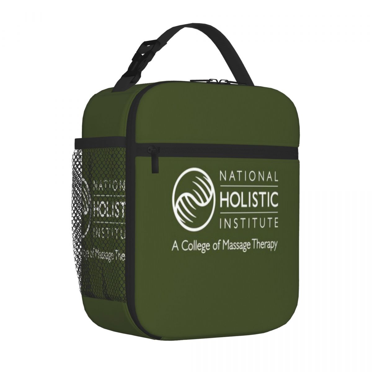 Bestselling National Holistic Institute Logo White Stitched Detail Cooler Lunch Bag Festival Outing Adjustable Strap Lunch Bag One Size