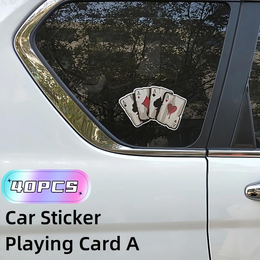 Reflective Car Stickers Playing Card a & Poker Monster Hat Design Multipurpose Vehicle Decals for Styling