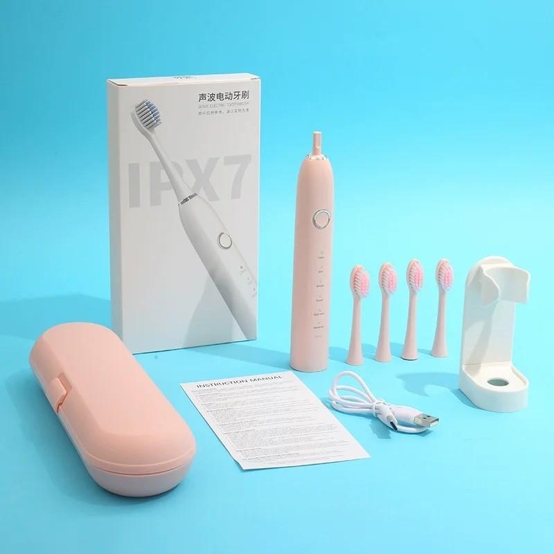Birthday Gift Ultrasonic Intelligent Electric Toothbrush Adult DuPont Soft Hair Waterproof Couple s Charging Male Female Univers розовый