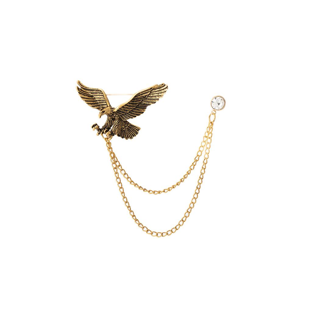 Brooch per Abito di Alta Gamma da Ragazzo Aquila Dominante Retrò Ali Semplici Nappa Metallica Brooch di Alta Gamma