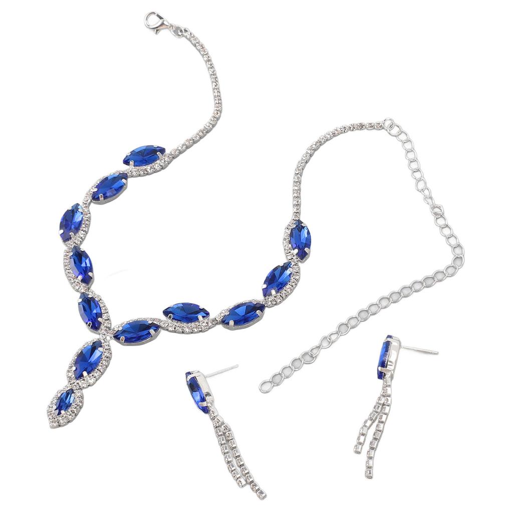 Bridal Wedding Jewelry Set Elegant Sparkling Lightweight Rhinestone Necklace Dangle Earrings Set
