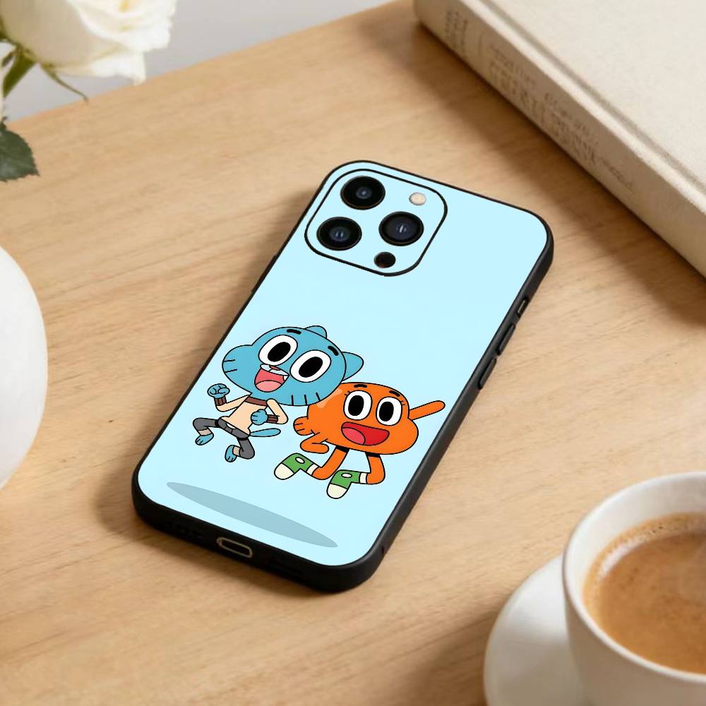 Custodia per Telefono S-Gumball e Darwin Per iPhone 17 16 15 14 13 12 Max Plus Silicone Copertura Nera