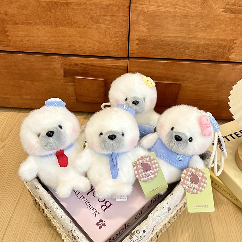 Summer Ocean Sailor Seal Plush Keychain With Soft Short Pile For Girls And Teens