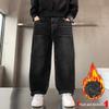 Boys' 2025 Fleece-Lined Loose Jeans - Trendy Autumn/Winter Pants for Big Boys