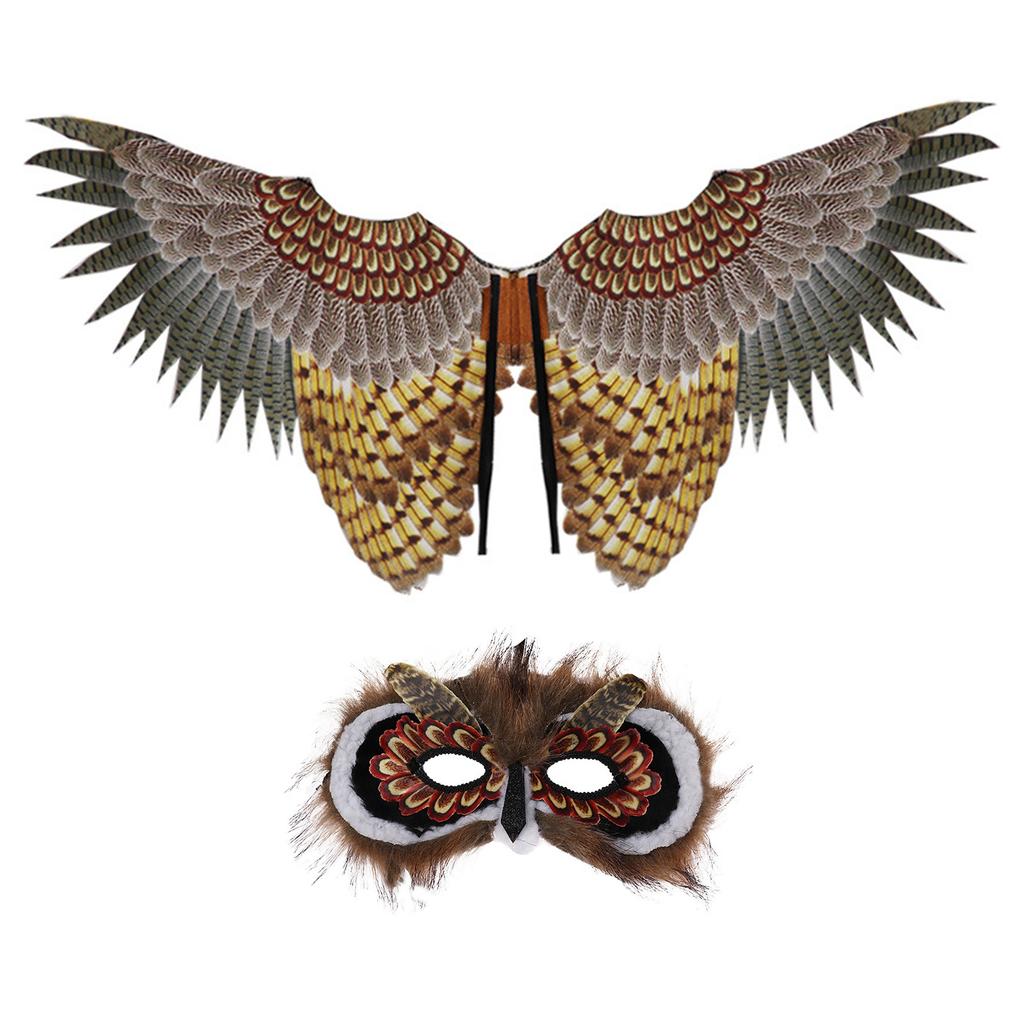 Owl Wing Owl Mask for Kid Boys Kindergarten Birds Costume Set Halloween Mask Halloween Dress Up Wing Party Favors