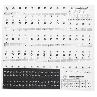Klavieraufkleber Elektronisches Klavier Abnehmbare Tastatur PVC Klebeband Notenlinien Intonationsetiketten Schwarze Buchstaben