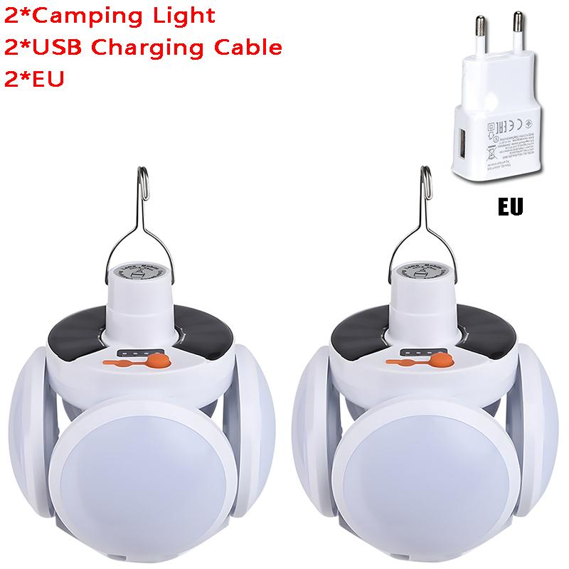 Portable Solar Camping Light Rechargeable Outdoor Tent Lamp Folding LED Football Bulbs with Hanging Hook Fishing Hiking Lantern