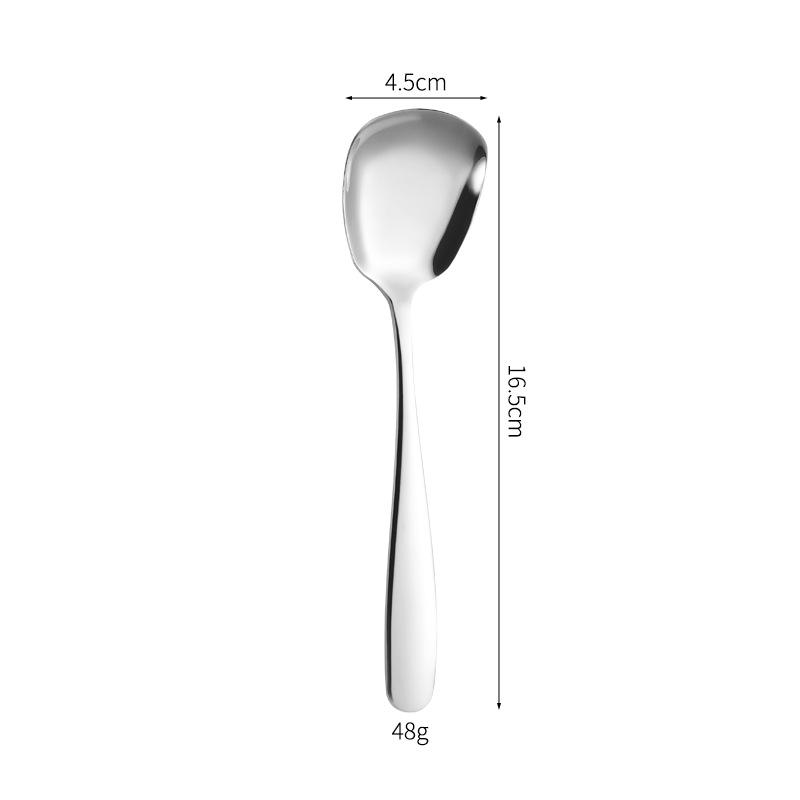 304 Stainless Steel Square Head Flat Bottom Spoon - Ideal for Dining, Dessert, and Watermelon.