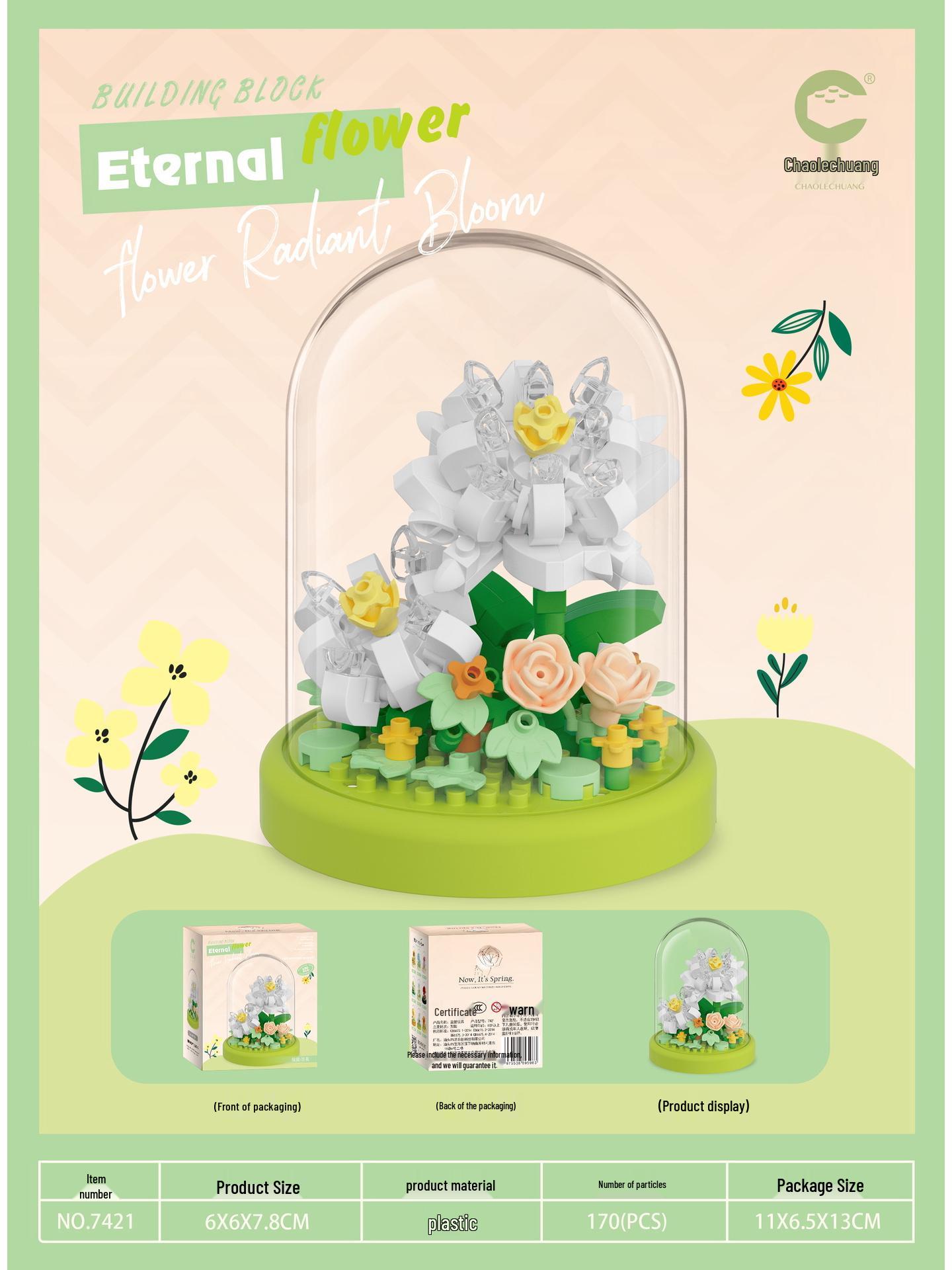 

Имитация сохраненного цветка Подсолнух и роза Конструктор - Совместим с LEGO, Идеально подходит для украшений и подарков