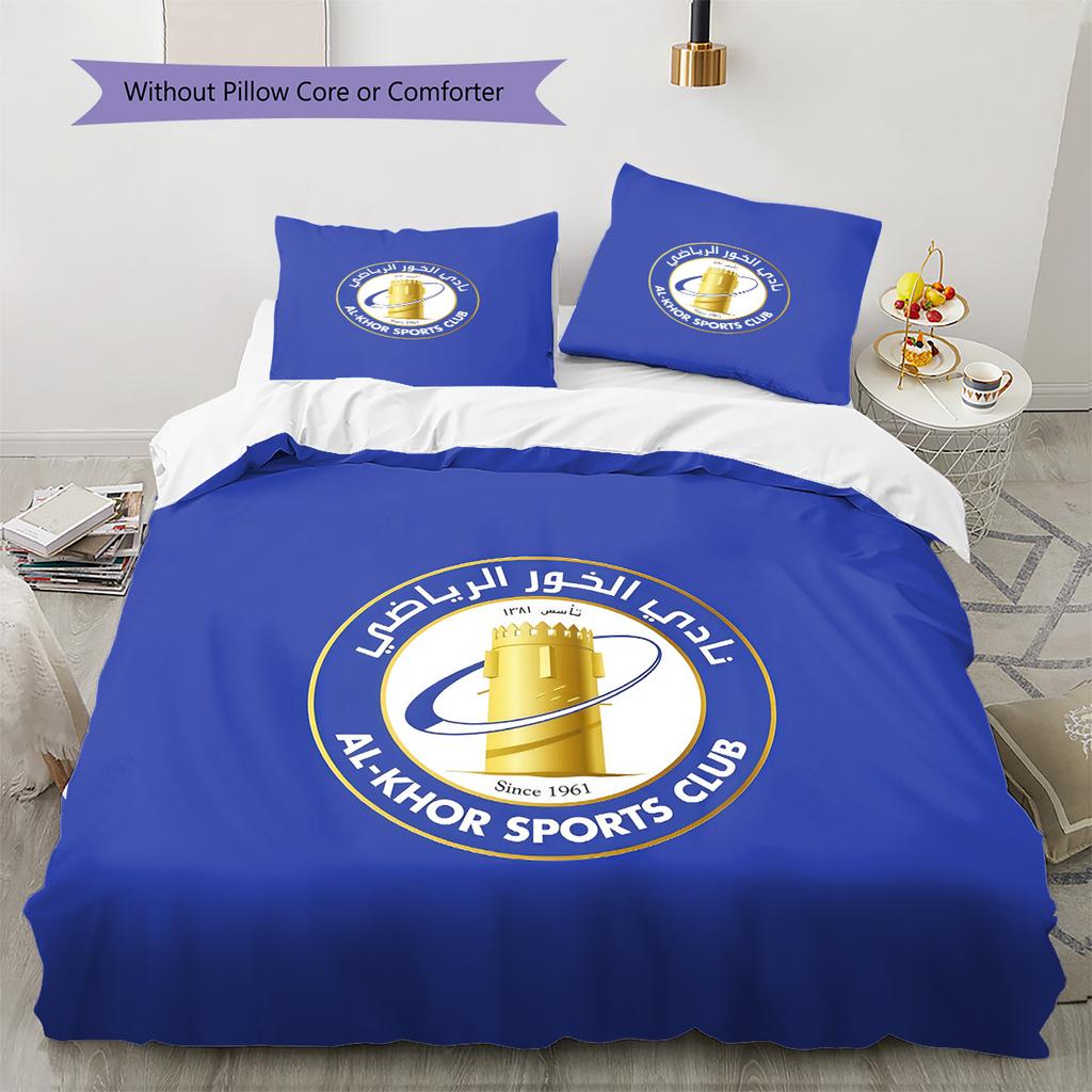 Al‑Khor Sports Club Pattern Bedding Quilt Set Home Decoration Gift (1 * duvet cover + 2 * pillowcase without core)
