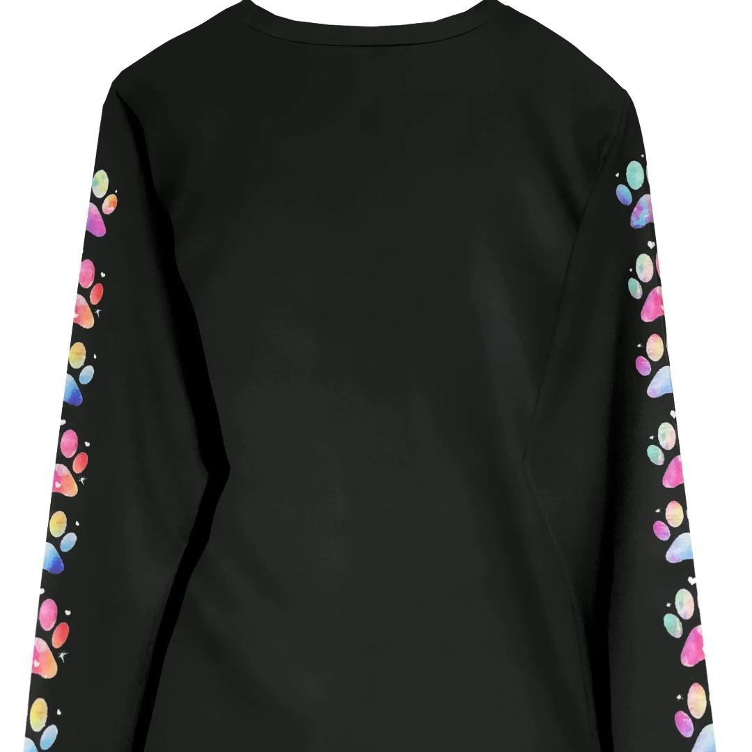 

Футболка с круглым вырезом и принтом в виде сердца и лапы, повседневная футболка с длинным рукавом для весны и осени, женская одежда, День святого Валентина M