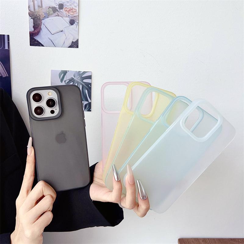 Custodia semplice trasparente e satinata per iPhone 16 Pro Max 15 16 Plus 14 13 12 Pro 11 XR XS Custodia protettiva in silicone morbido e all-inclusive anti-caduta