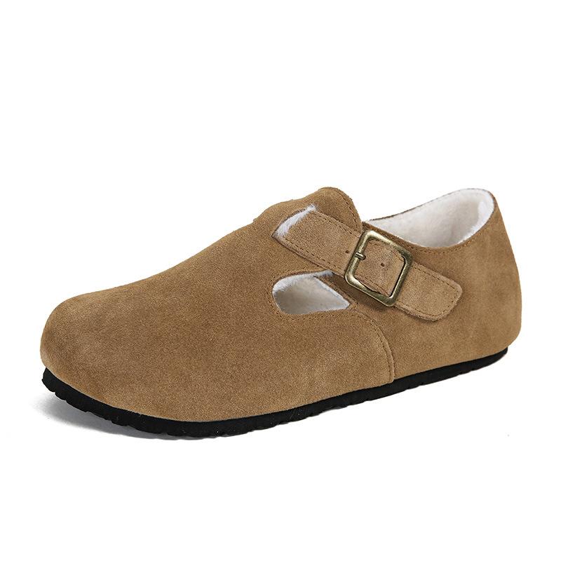 2024 Winter Shoes for Women Genuine Leather Boots Warm Plush Casual Birken Shoes Girl Retro Outdoor Plush Slipper