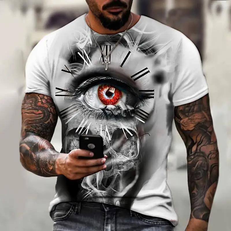 Retro Gray Pointer Pattern 3D Printed Men's Cool and Fashionable Round Neck Short Sleeved T-shirt