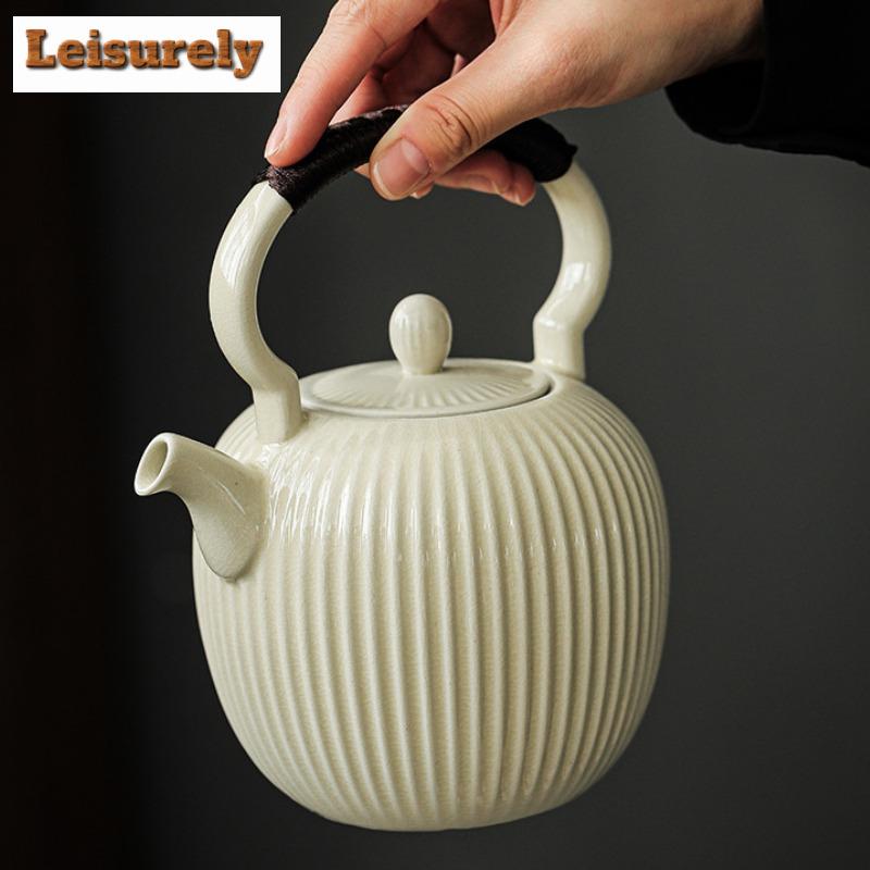 800ml Sodaglasyr Randig Keramisk Tekanna Lyftbalkskanna För Elektrisk Keramisk Spis Vattenkokare Bryggteset Teartikel