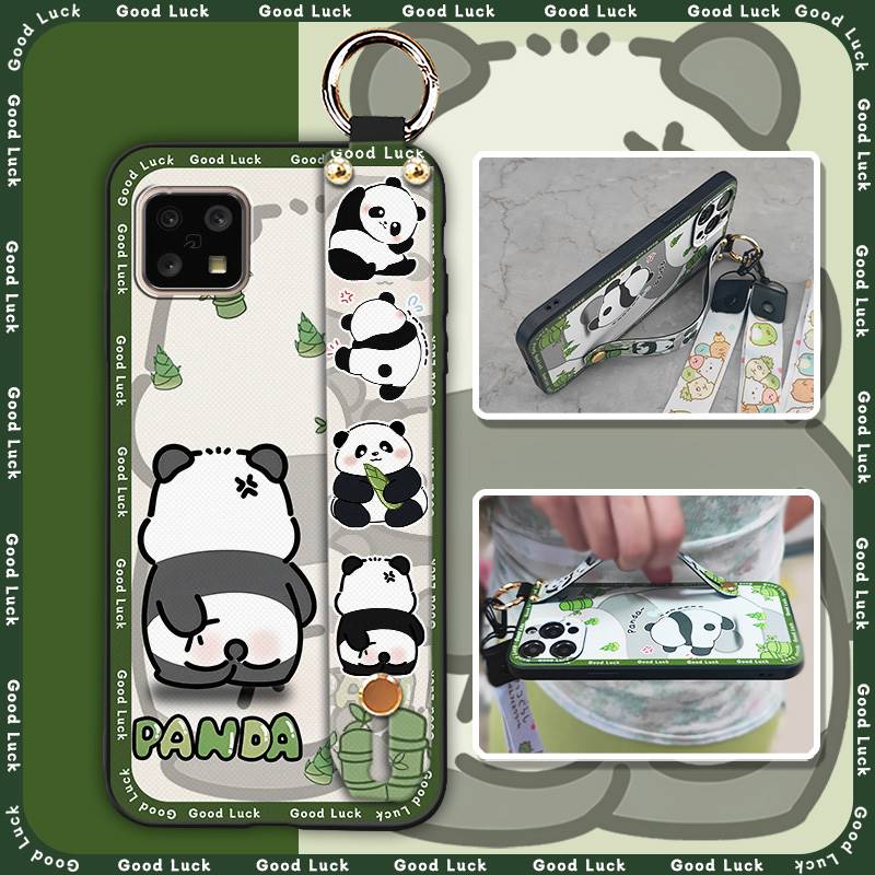 Back Cover Panda Phone Case For Sharp Aquos Sense4 4G/Sense 5G Phone Holder Wrist Strap Durable Cute Fashion Design Ring