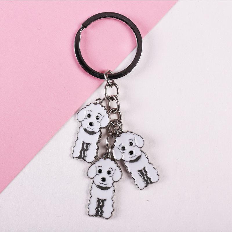 NEW Metal Poodle Dog Key Chain Key Ring Bag Charm Man Car Key Holder New Enamel Keychain Jewelry Accessories For Women Gifts