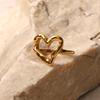 Personalized Heart-Shaped Textured Ring, 18K Gold Plated Stainless Steel