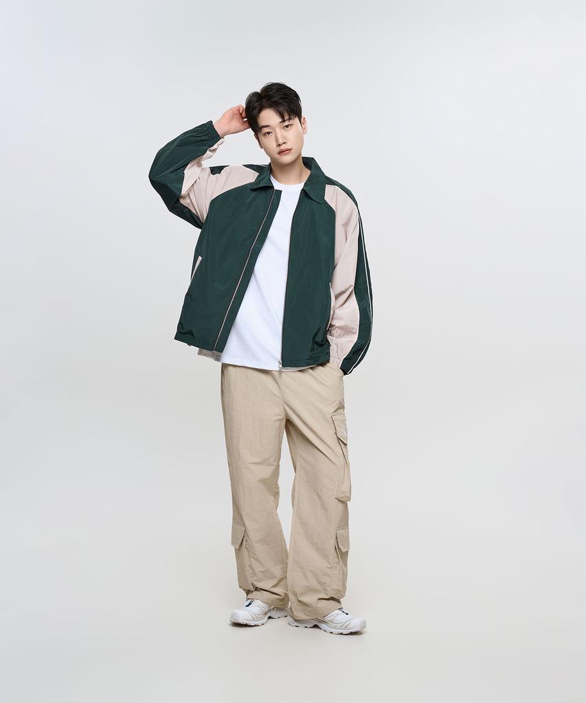 Slow Record House Piping Line Windbreaker_Green