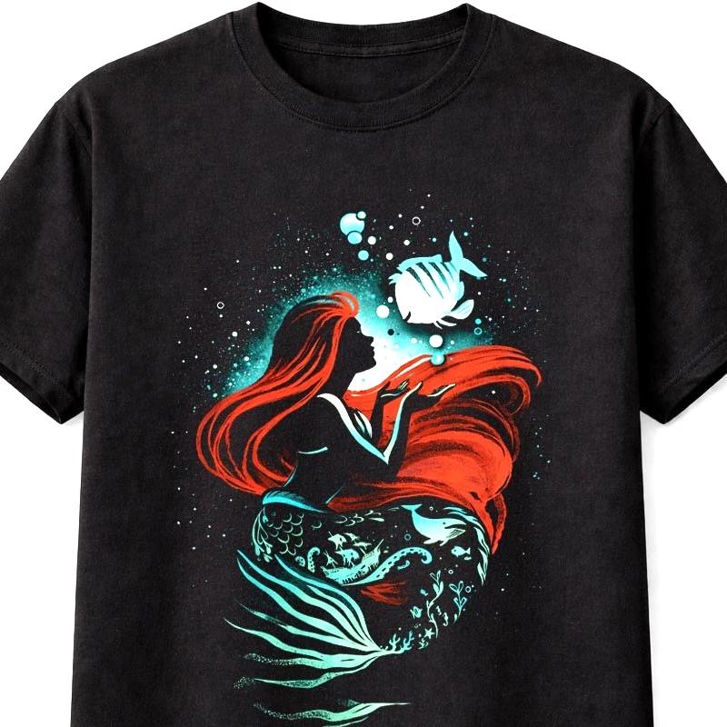 Mermaid Silhouette Ocean Little Fish Underwater Graphic TShirt Unisex S5XL S