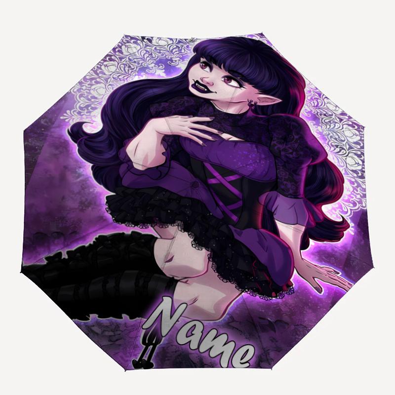 Custom Name Monster High Theme Automatic Umbrella, Lightweight & Portable, 8 Rib, Perfect for Outdoor Travel, Birthdays, Christmas, Gifts.