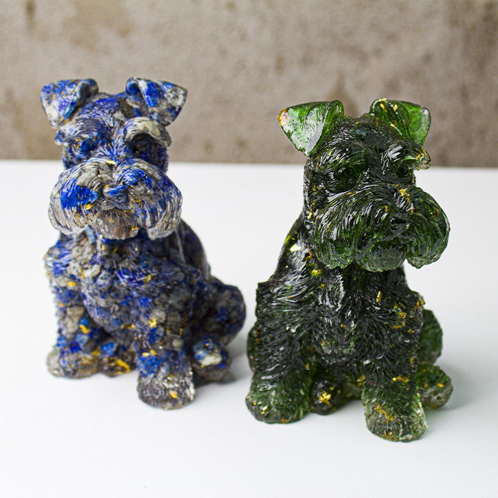 Crystal Obsidian Yellow Quartz Snow Snautery Dog Figurine For Home Decor And Gift Giving