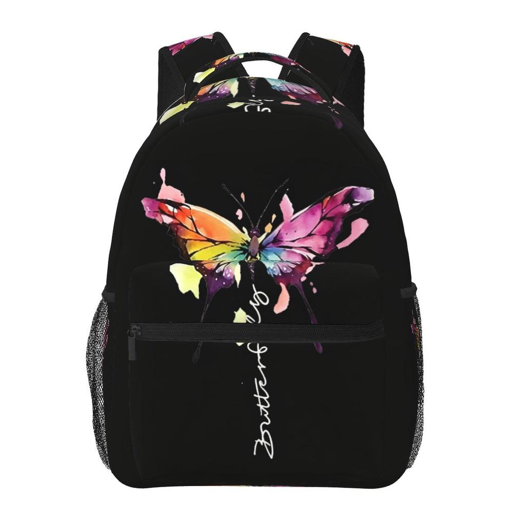 Colorful Butterfly Print Student Backpack School Bag Hiking Travel Daypack for Boys Girls Fashion Bookbag Shoulder Bags