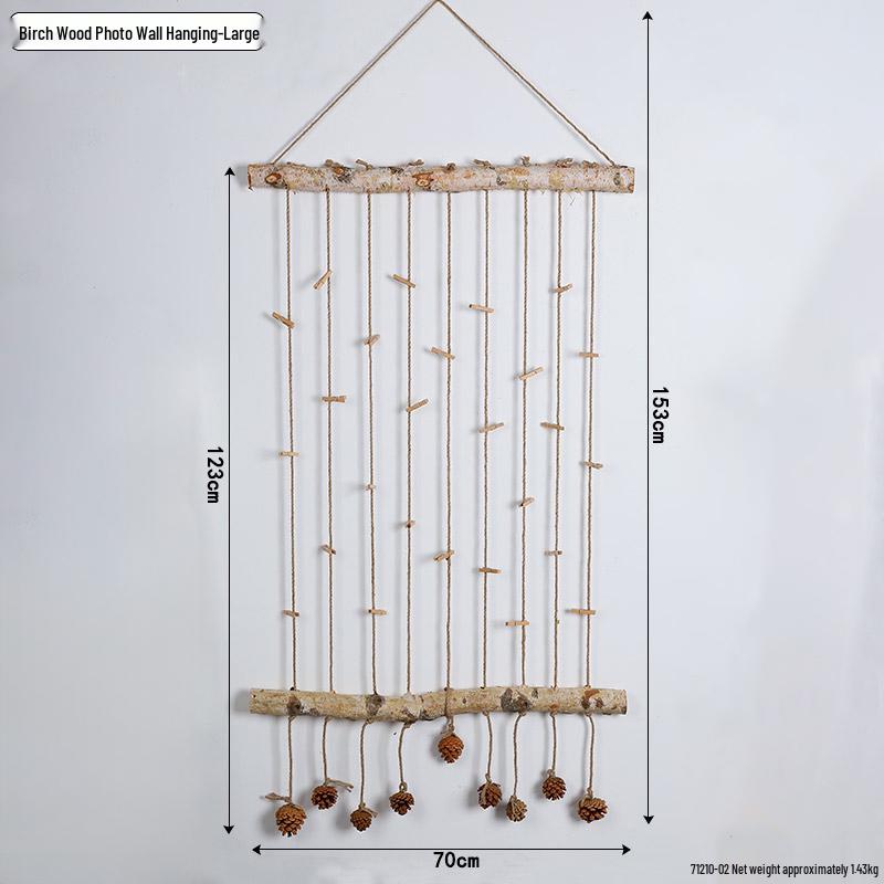 Handmade Raw Wood & Hemp Rope Photo Wall Display for Kindergarten