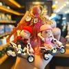 Cartoon Motorcycle Couple Keychain Pendant - Cute Bag and Car Ornament