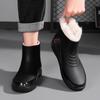 Short rain shoes men's waterproof and non-slip integrated fleece rain boots fashionable cotton chef shoes