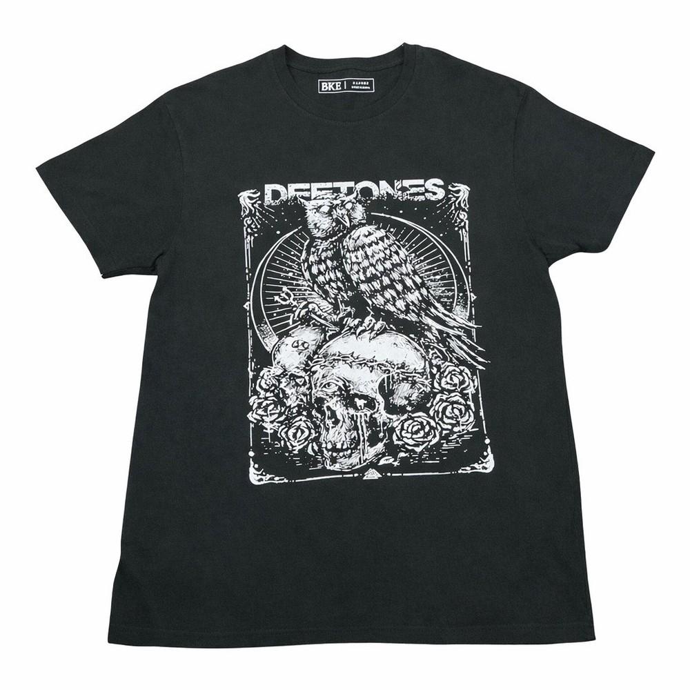 BKE Deftones Owl Skull Graphic TShirt Mens Large Black Short Sleeve Tee Unisex T-Shirt XL