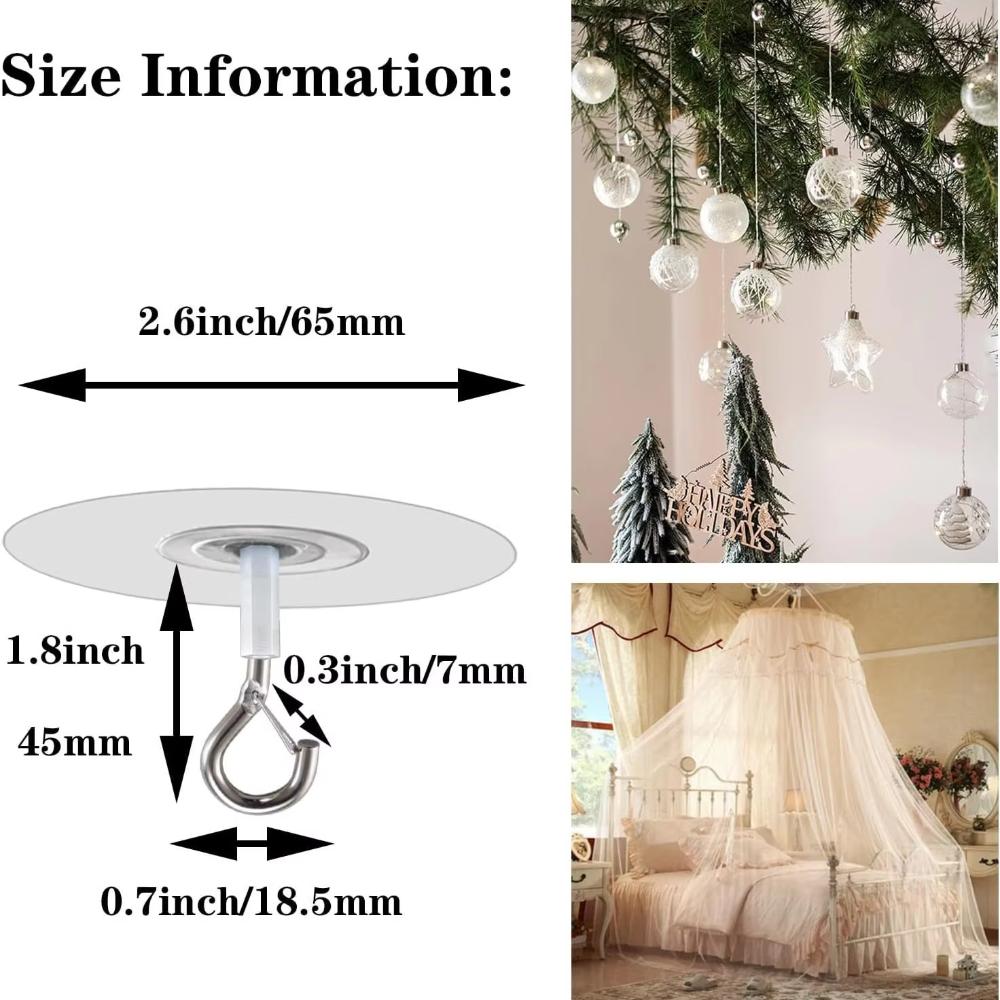 1-20PCS Adhesive Hooks Ceiling Strong Bearing Sticky Rack Kitchen Wall Key Hangers for Hanging Plant Wind Chimes Lights