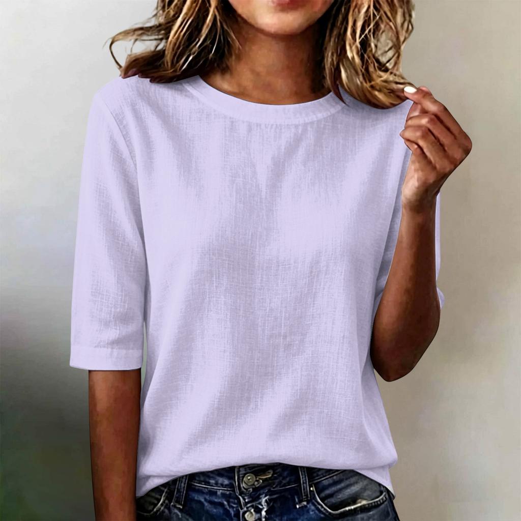 Women's Casual Loose Fit Half Sleeve T Shirt Lightweight Round Neck Comfortable Everyday Top Suitable for Various Occasions