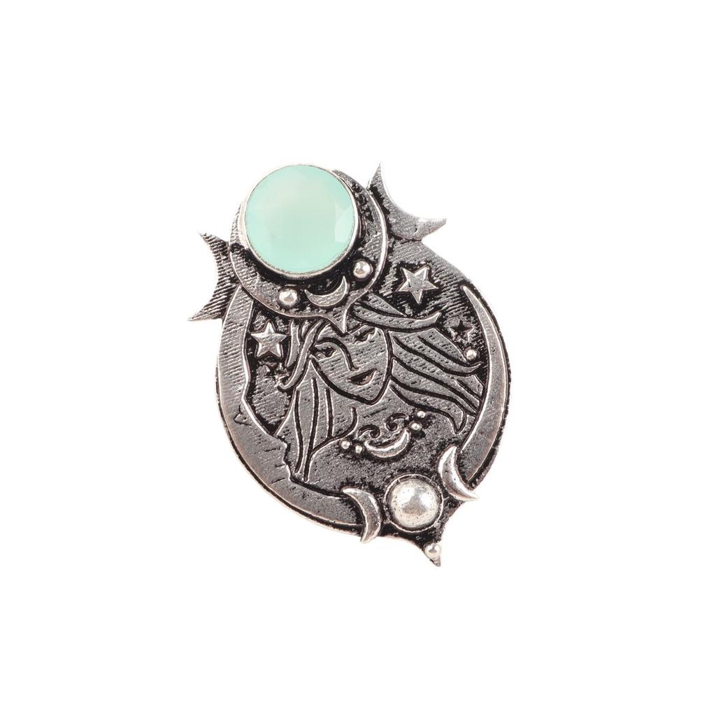 Natural Aqua Chalcedony Gemstone 925 Sterling Silver Handmade Necklace Pendant CP-22-17