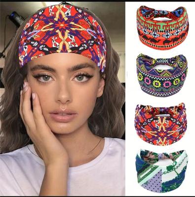 Pañuelo de Cabeza Bohemio, Diadema Estampada, Diadema Deportiva Elástica para Mujer Yoga
