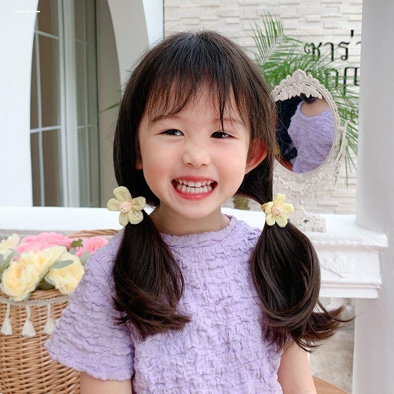 Kawaii Pearl Flower Scrunchie Children Baby Girls Elastic Hair Rubber Band Accessories Tie Hair Rope Headdress Headwear Ornament