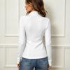 Women's Satin Long Sleeve Cowl Neck Blouse with Button for Work or Casual Wear