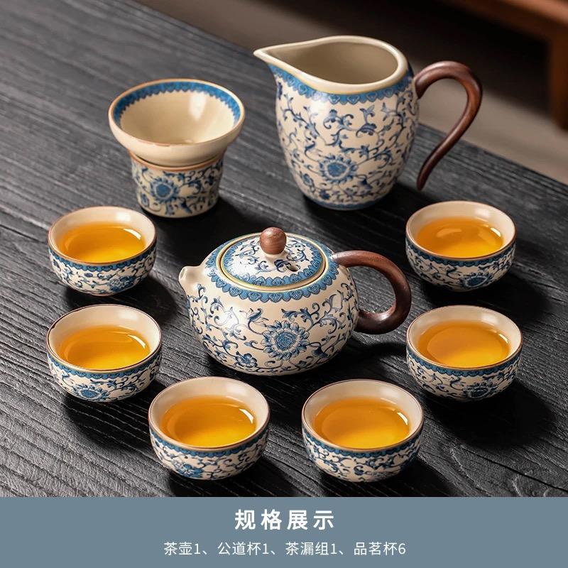 2026 Luxury Blue and White Ru Kiln Kung Fu Tea Set – Premium Ceramic Teapot & Cups for Elegant Home Use