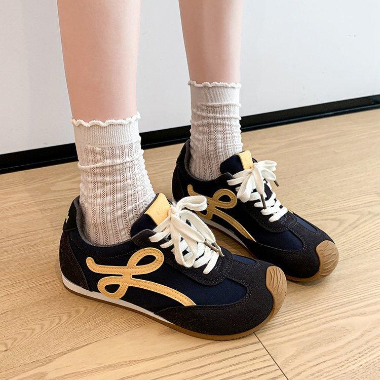 In the autumn of 2025, the new inner height-increasing German training shoes women's color matching lace-up Forrest Gump shoes flat-bottomed versatil