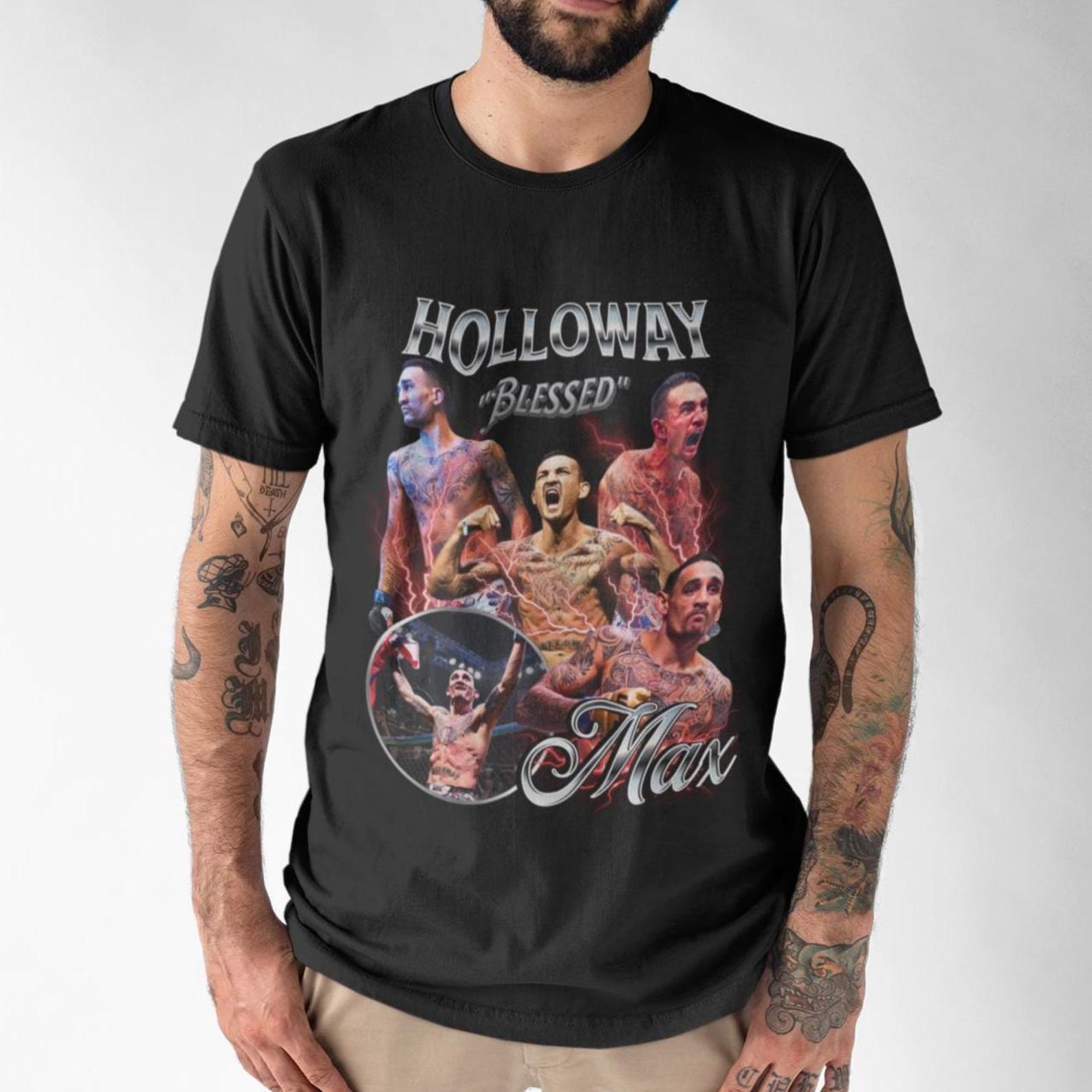 Max Holloway Blessed 90s UFC Shirt Graphic Style T-Shirt kickboxing T-Shirt Vintage Oversized Sport Tee Retro Boxer MMA Bootleg Gift MMA 3XL
