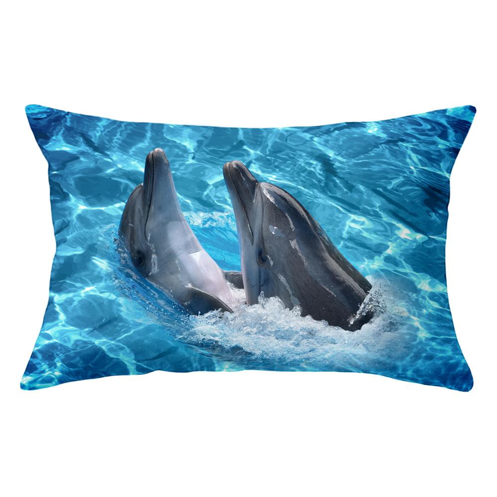 Dekorative Kissenbezüge, 30 x 50 cm, Delfin- und Ozean-Lendenkissenbezug, Sofa-Kissenbezug, Auto-Büro-Kissen, Rückenkissen, Heimdekoration