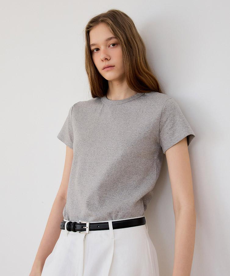 Prisy Basic Short Cotton T-Shirt_Gray Gray/F