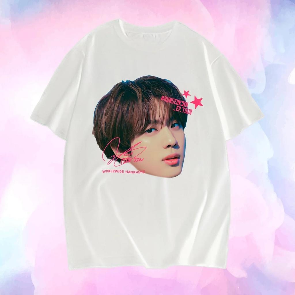 2025 Summer 2025 Concert RUNSEOKJIN with The Same Cotton Round Neck Casual Clothes Loose Short Sleeve T-shirt for Men