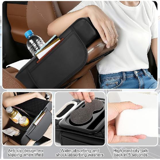 5-in-1 Arm Rest Cover Universal Armrest Storage Box Upgrade Memory Foam Console Cover with Cup for Car Phone Tissue Box Holder