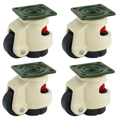 AeKeatDa 40F Leveling Casters, Set of 4, Workbench Leveling Wheels with Top Plates and Retractable Pads, for Heavy Furniture and Machinery (32mm)