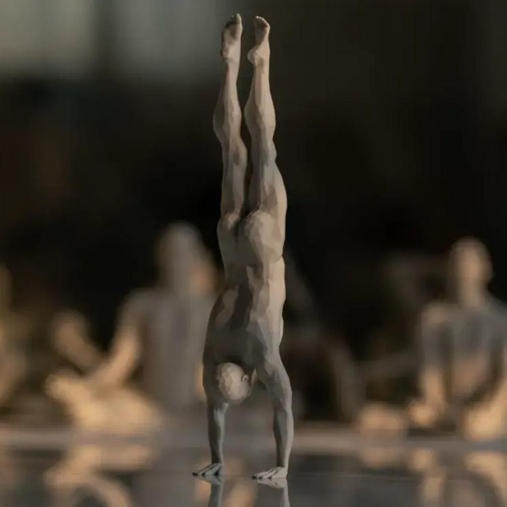 3D Yoga Pose Figurine – Male Plastic Desktop Ornament for Home & Office Decor