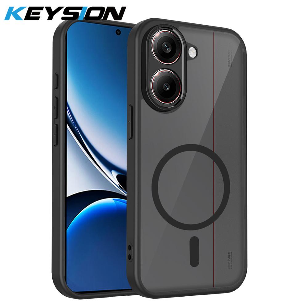 

KEYSION Magnetic Phone Case for for Xiaomi POCO X8 Pro Silicone+PC Matte Translucent Clear Shockproof Back Cover for POCO X8 Pro for POCO X8 Pro чёрный