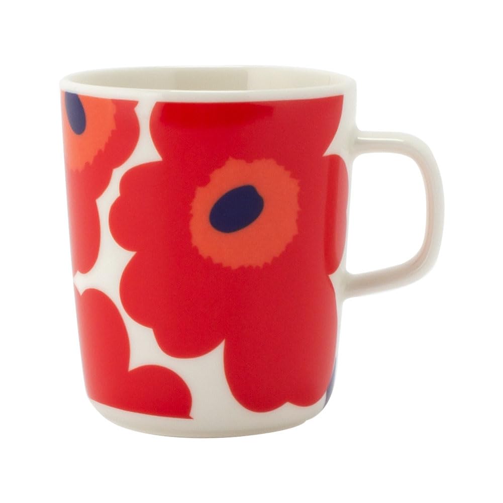Marimekko Tasse Weiß/Rot OIVA/UNIKKO 2,5 dl weiß rot Tasse Nordisches Geschirr Küchentisch