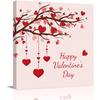 Queenker Canvas Print Wall Art for Home Living Room Bedroom Decor Happy Valentine's Day Love Heart Tree Pink Oil Painting Artwork On Canvas Stretched